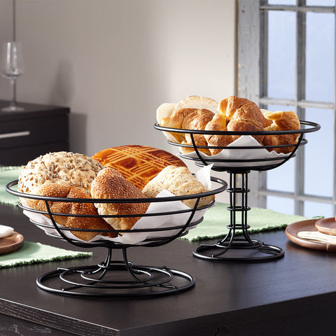 Perfect Classic Steel Mesa 2-Tier Stacking Fruit Basket In Black