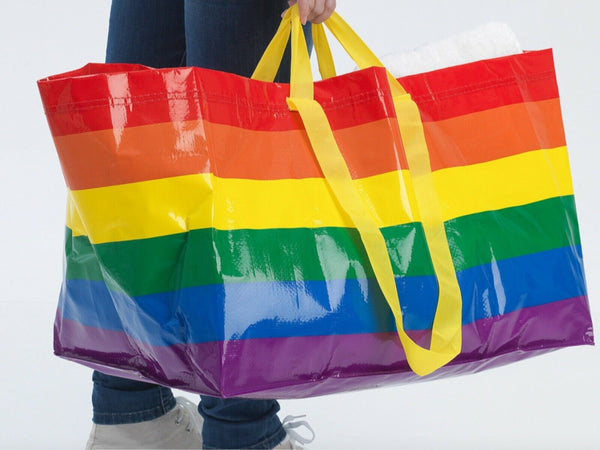 Large Ikea Rainbow Storage Bag, Shopping Beach Holiday Summer Bag