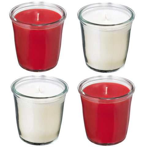 IKEA Scented Candles In Glass Vanilla & Berries 20 Hour 4 x Pack