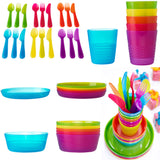 IKEA Children's Kids Plastic Bowls Cups Plates Cutlery Dinner Set Microwave Dish
