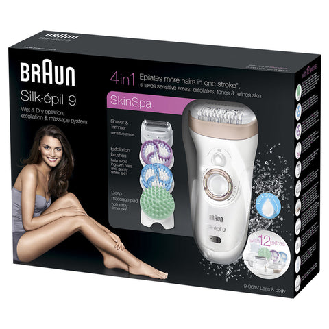 Braun Silk.epil 9 SkinSpa 9-961V Epilator Beauty Set with Body Exfoliation Brushes