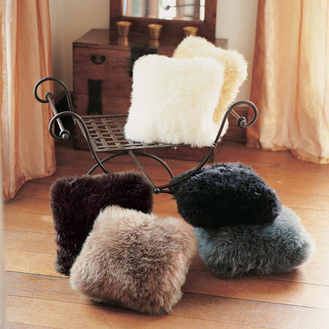 Handcrafted Bowron Sheepskin Wool Double Sided Cushion 35 X 35cm in 4 Colours