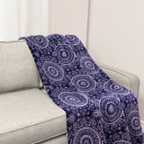 Life Comfort Purple Plush Throw Sofa Blanket Medallion Oversized 152 X 177 cm
