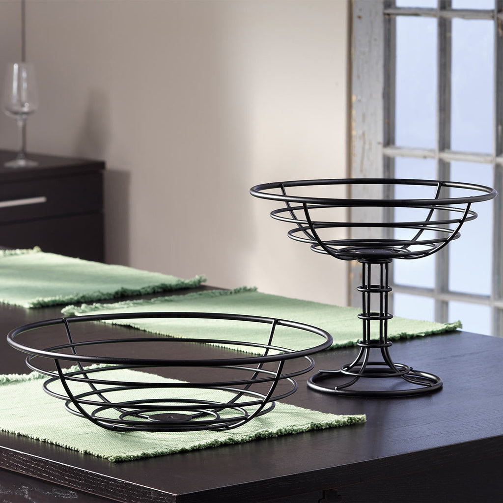Perfect Classic Steel Mesa 2-Tier Stacking Fruit Basket In Black ...