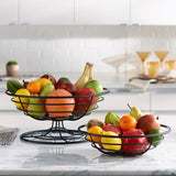 Perfect Classic Steel Mesa 2-Tier Stacking Fruit Basket In Black