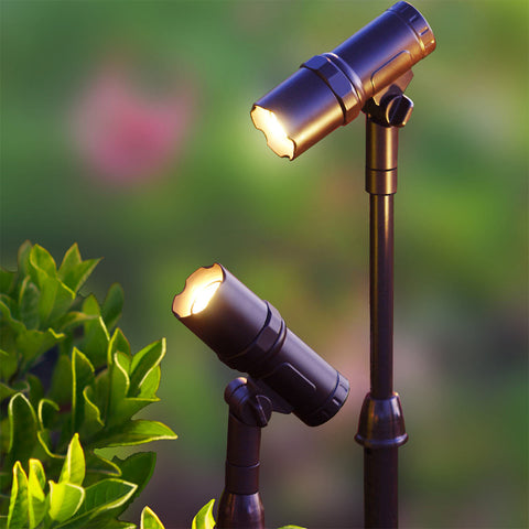 LED Solar Spotlights Adjustable Height Focus Smart Garden Lights 2-Pack