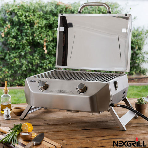 Nexgrill 2 Burner BBQ Stainless Steel Table Top Gas Barbecue