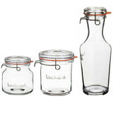 Lock Eat 3 Container Food Storage Set with Lids Food Juice Jars Kitchen Table