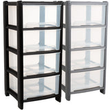 Strong 4 Drawer Deep Plastic Storage Tower 80 Litre In 2 Colours