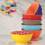 Microwave Decorative Design Coloured Patterned Porcelain Bowl 6 Piece Set