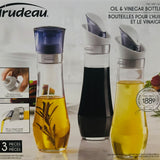 Trudeau Oil & Vinegar Bottles Set 3 in 1 Pour & Pump Spray Glass Bottles