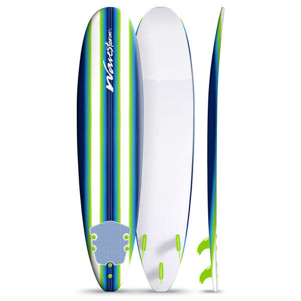 Classic 8ft Soft Crosslink Top Deck With Texture Grip Surfboard in White & Blue
