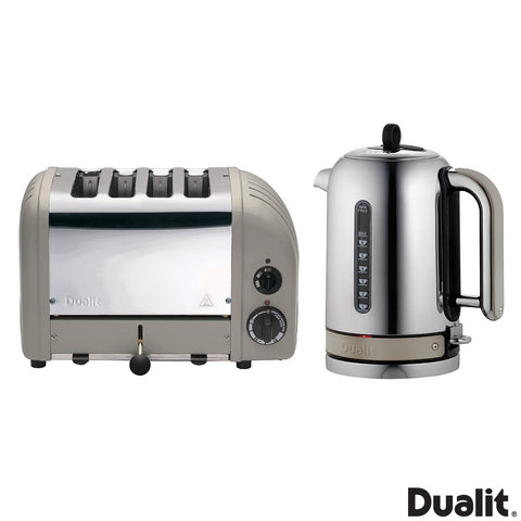 Classic Style 1.7 Litres Kettle And 4 Slice Ergonomic Toaster Set In Shadow Grey