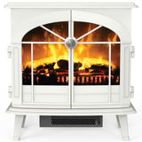 Cast Iron Styled Realistic LED Flame Fullerton Optiflame Electric Stove in Cream