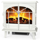 Cast Iron Styled Realistic LED Flame Fullerton Optiflame Electric Stove in Cream