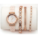 Anne Klein New York Swarovski Crystal Accented Ladies Rose Gold Tone Watch Set
